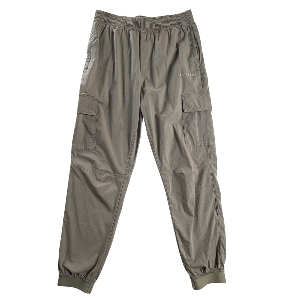 YoungLA 242 Commuter Jogger Pants Mens M Taupe Tan Cargo Lightweight Stretch